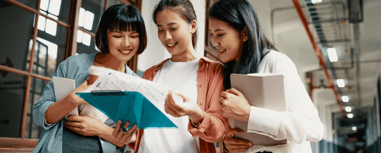 asian girl reading and studying